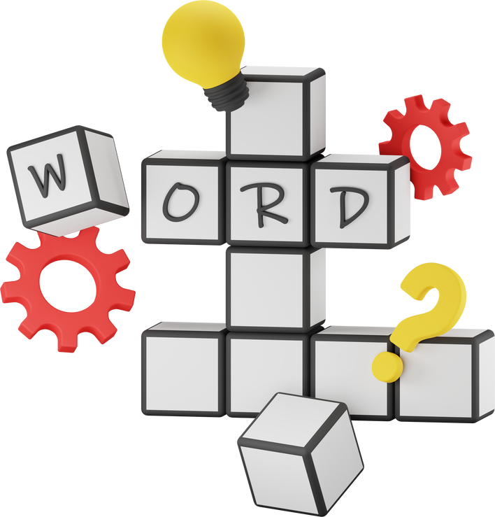 crossword puzzle 3d illustration