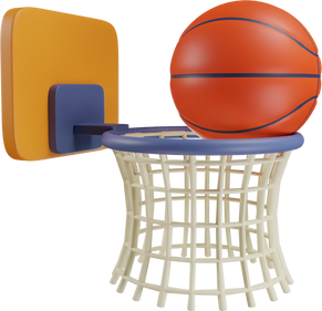 Basket Ball 3D Icon Education Object